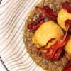Curry di lenticchie con baccalà mantecato
